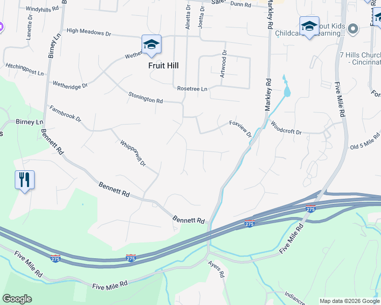 map of restaurants, bars, coffee shops, grocery stores, and more near 7110 Northwich Drive in Cincinnati