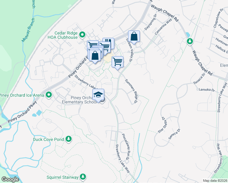 map of restaurants, bars, coffee shops, grocery stores, and more near 691 Winding Stream Way in Odenton