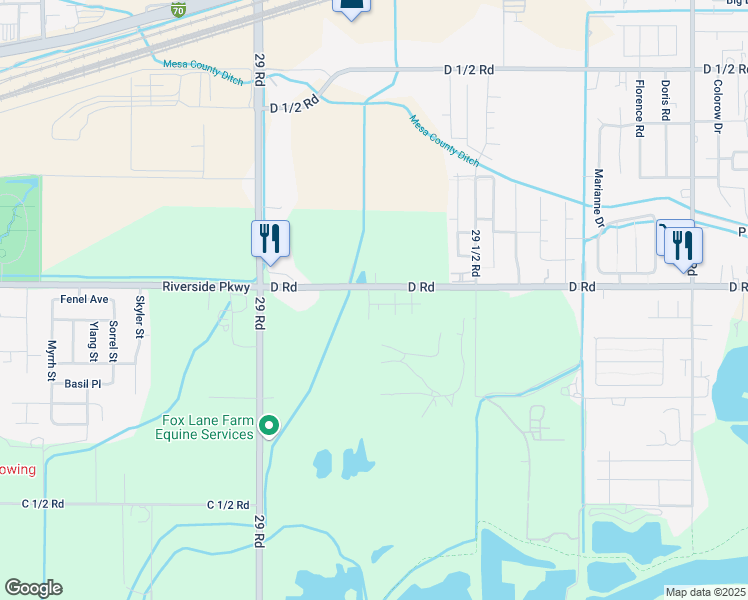 map of restaurants, bars, coffee shops, grocery stores, and more near 2926 D Road in Grand Junction