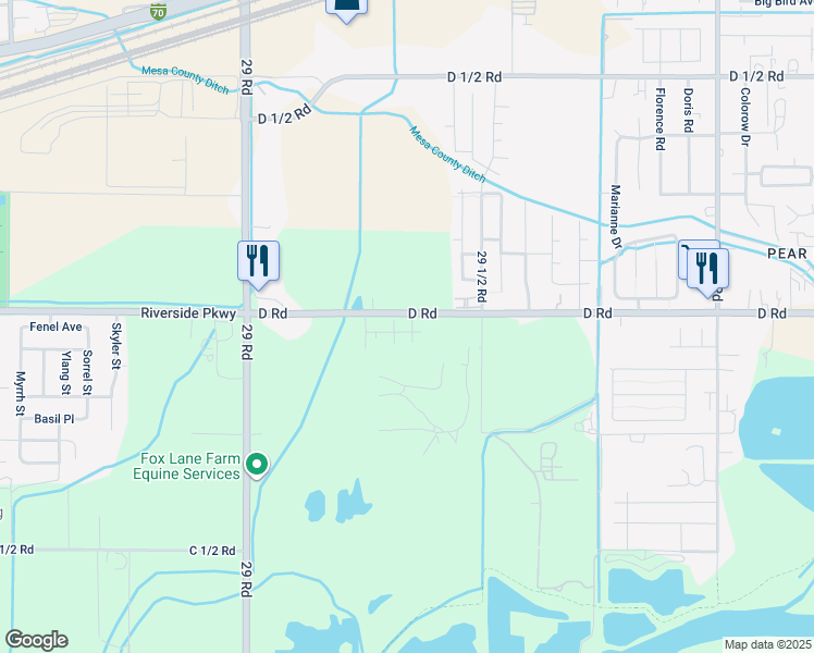 map of restaurants, bars, coffee shops, grocery stores, and more near 2927 D Road in Grand Junction