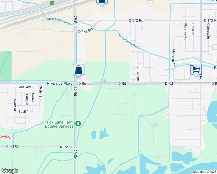 map of restaurants, bars, coffee shops, grocery stores, and more near 2926 D Road in Grand Junction