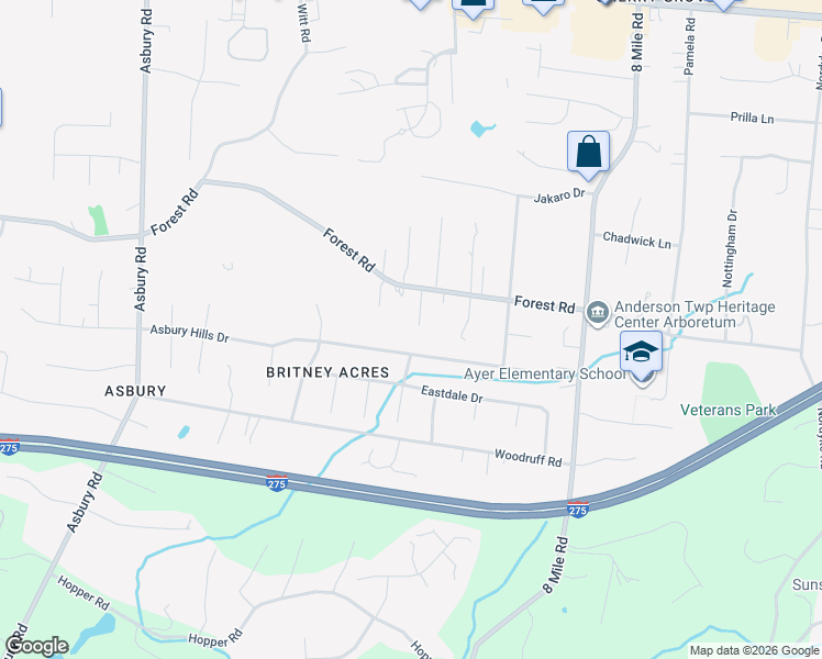 map of restaurants, bars, coffee shops, grocery stores, and more near 865 Forest Acres Drive in Cincinnati
