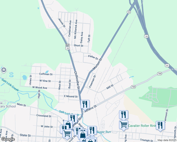 map of restaurants, bars, coffee shops, grocery stores, and more near 167 Morton Street in Jackson