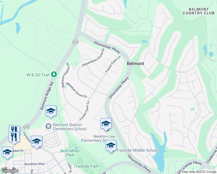 map of restaurants, bars, coffee shops, grocery stores, and more near 43297 Amanda Kay Court in Ashburn