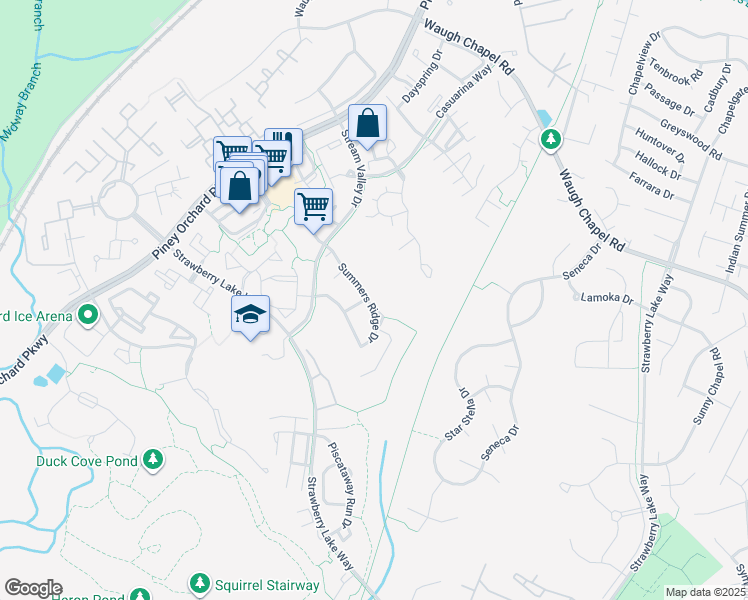 map of restaurants, bars, coffee shops, grocery stores, and more near 2604 Summers Ridge Drive in Odenton