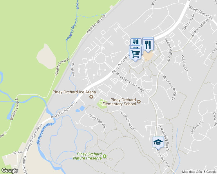 map of restaurants, bars, coffee shops, grocery stores, and more near 2610 Midway Branch Drive in Odenton