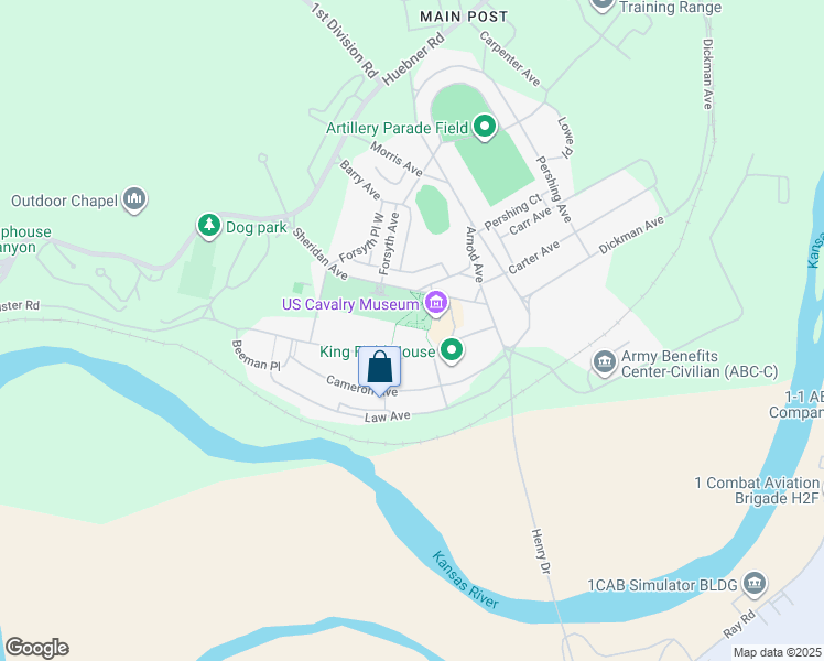 map of restaurants, bars, coffee shops, grocery stores, and more near 211 Custer Avenue in Fort Riley