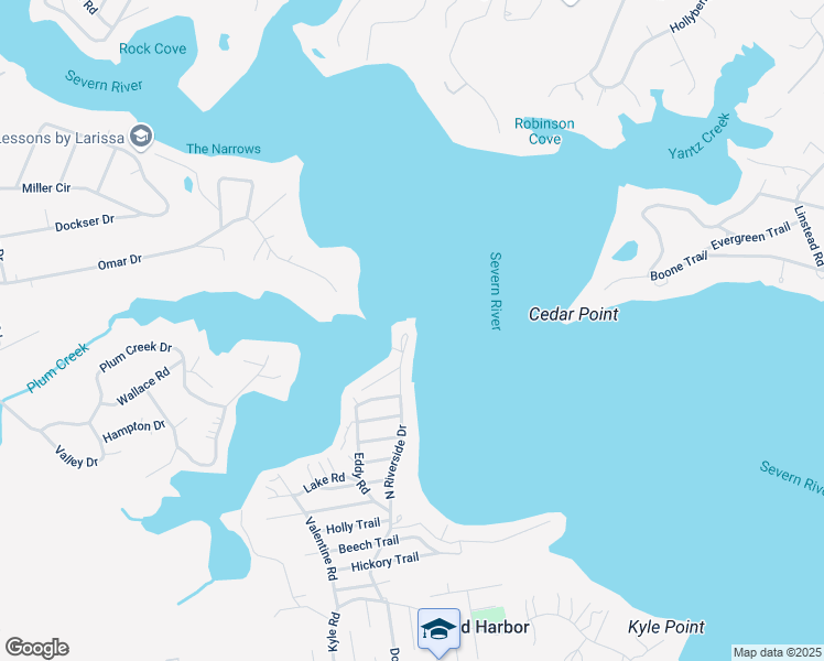 map of restaurants, bars, coffee shops, grocery stores, and more near 679 North Riverside Drive in Crownsville