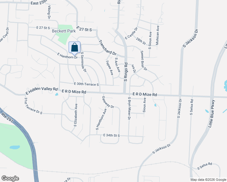 map of restaurants, bars, coffee shops, grocery stores, and more near 19009 East 30th Terrace South in Independence