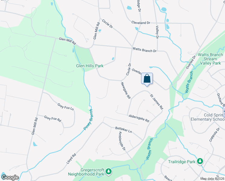 map of restaurants, bars, coffee shops, grocery stores, and more near 12615 Circle Drive in Rockville