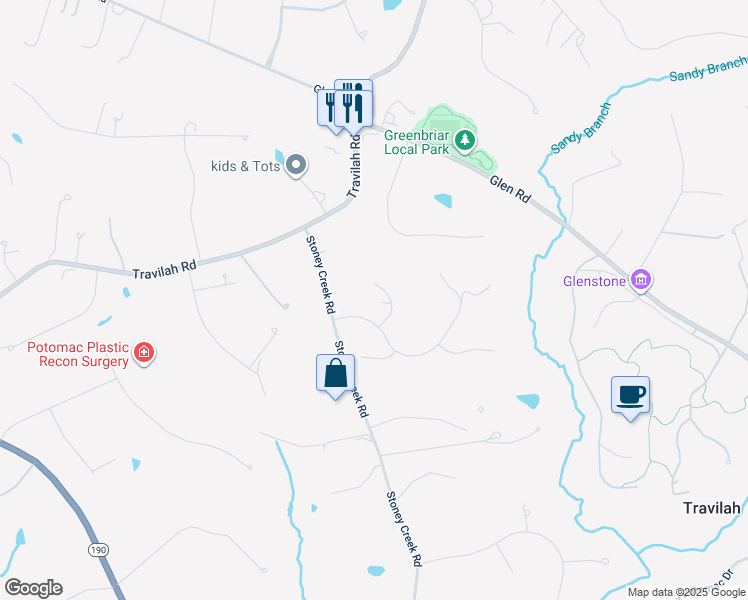 map of restaurants, bars, coffee shops, grocery stores, and more near 12600 Hill Creek Lane in Potomac