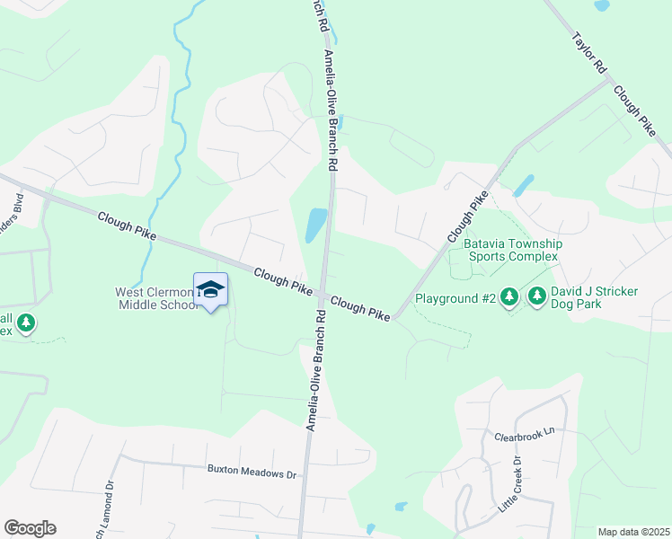 map of restaurants, bars, coffee shops, grocery stores, and more near 4014 Amelia-Olive Branch Road in Batavia