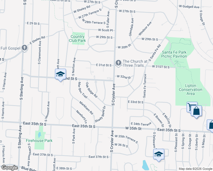 map of restaurants, bars, coffee shops, grocery stores, and more near 3209 Shady Bend Drive in Independence