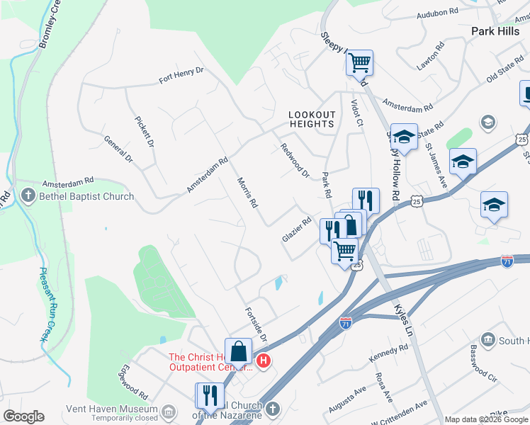 map of restaurants, bars, coffee shops, grocery stores, and more near 104 Morris Road in Covington