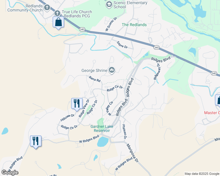 map of restaurants, bars, coffee shops, grocery stores, and more near 2384 Ridge Circle Drive in Grand Junction