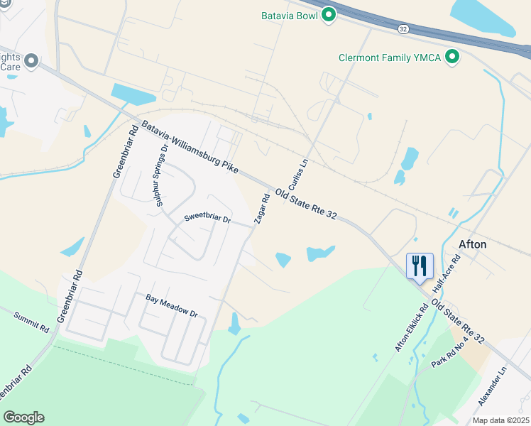 map of restaurants, bars, coffee shops, grocery stores, and more near 4131 Zagar Road in Batavia