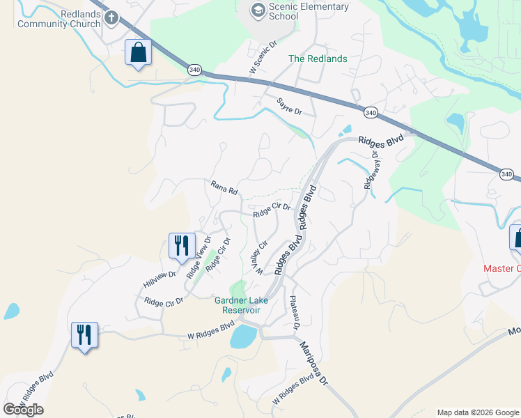 map of restaurants, bars, coffee shops, grocery stores, and more near 2384 Ridge Circle Drive in Grand Junction