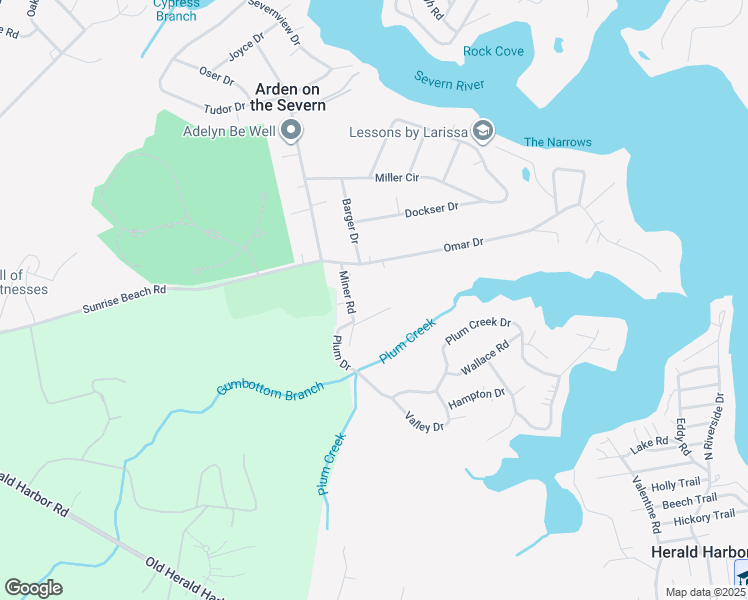 map of restaurants, bars, coffee shops, grocery stores, and more near 1068 Overcrest Drive in Crownsville