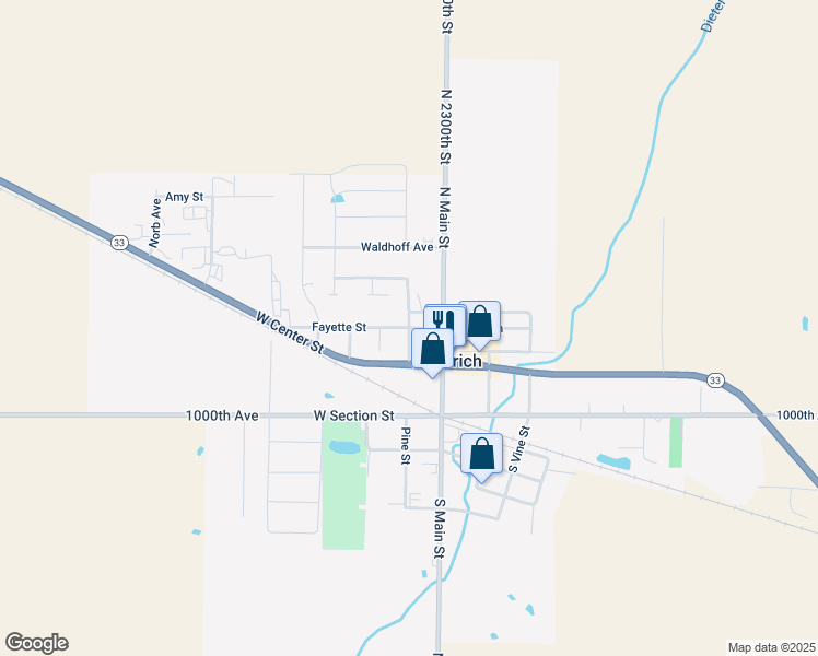 map of restaurants, bars, coffee shops, grocery stores, and more near North Pine Street in Dieterich