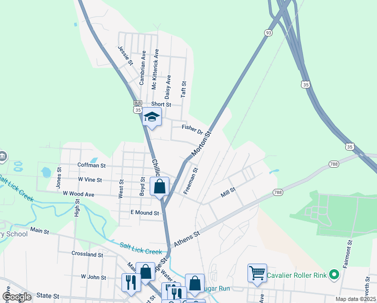 map of restaurants, bars, coffee shops, grocery stores, and more near 167 Morton Street in Jackson