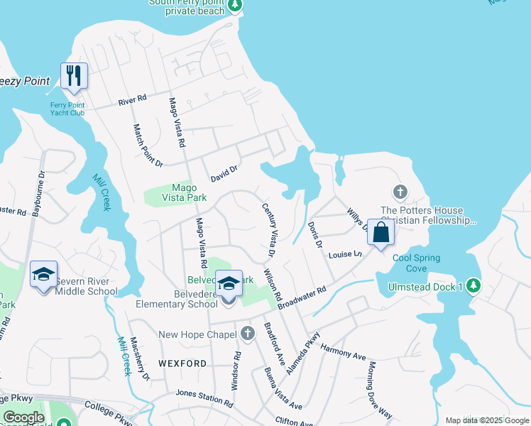 map of restaurants, bars, coffee shops, grocery stores, and more near 439 Century Vista Drive in Arnold