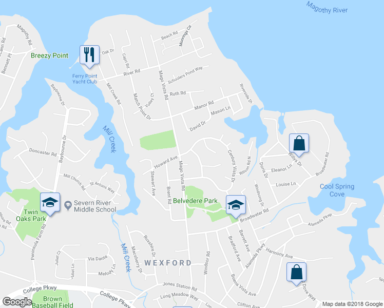 map of restaurants, bars, coffee shops, grocery stores, and more near 840 Meadow Heights Lane in Arnold