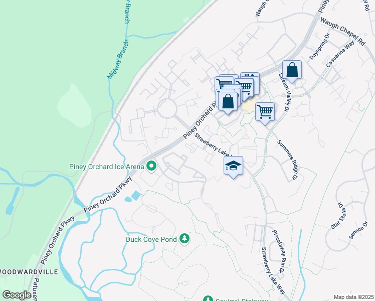 map of restaurants, bars, coffee shops, grocery stores, and more near 2507 Amber Orchard Court West in Odenton