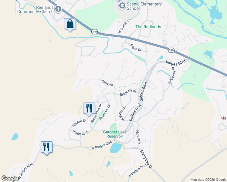 map of restaurants, bars, coffee shops, grocery stores, and more near 2384 Ridge Circle Drive in Grand Junction
