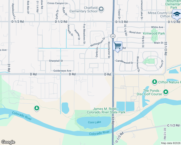 map of restaurants, bars, coffee shops, grocery stores, and more near 3178 D Road in Grand Junction