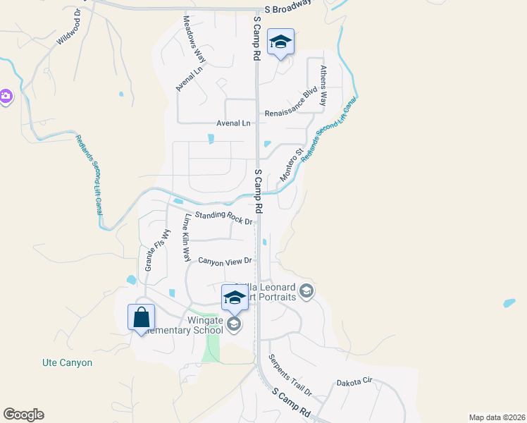 map of restaurants, bars, coffee shops, grocery stores, and more near 401-409 S Camp Rd in Grand Junction