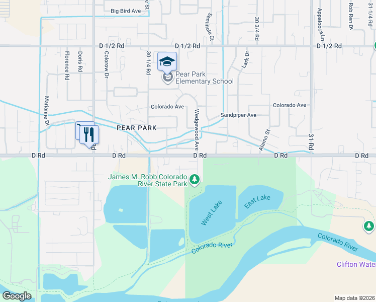 map of restaurants, bars, coffee shops, grocery stores, and more near 3041 1/2 Lancaster Gate Street in Grand Junction