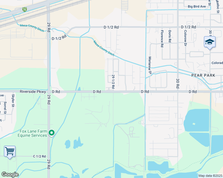 map of restaurants, bars, coffee shops, grocery stores, and more near 2956 D Road in Grand Junction
