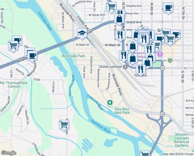 map of restaurants, bars, coffee shops, grocery stores, and more near 300-398 Hale Ave in Grand Junction