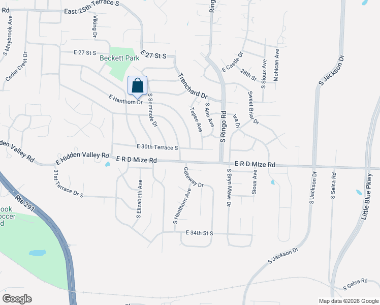 map of restaurants, bars, coffee shops, grocery stores, and more near 19009 East 30th Terrace South in Independence
