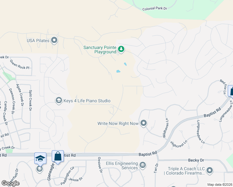 map of restaurants, bars, coffee shops, grocery stores, and more near 15880 Kingswood Drive in Colorado Springs