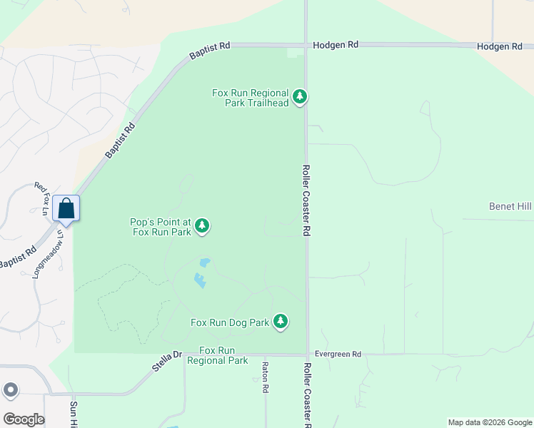 map of restaurants, bars, coffee shops, grocery stores, and more near 15980 Roller Coaster Road in Colorado Springs