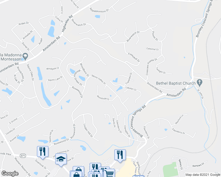 map of restaurants, bars, coffee shops, grocery stores, and more near 949 Squire Valley Drive in Villa Hills