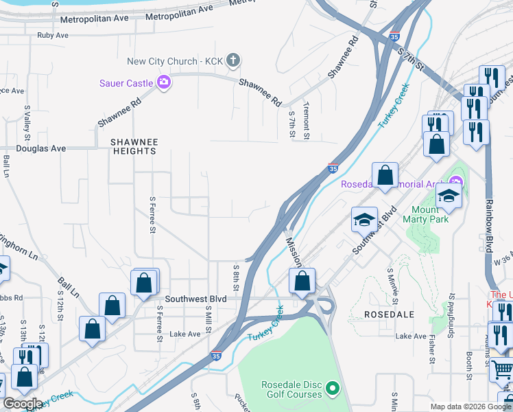 map of restaurants, bars, coffee shops, grocery stores, and more near 1270 Federal Avenue in Kansas City