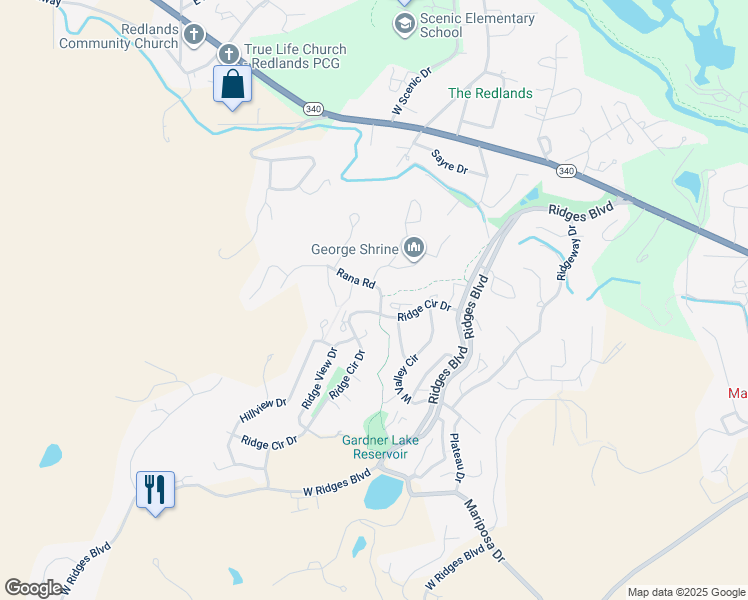 map of restaurants, bars, coffee shops, grocery stores, and more near 2384 Ridge Circle Drive in Grand Junction