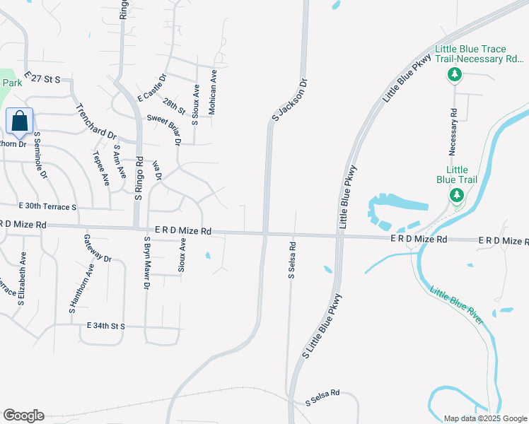 map of restaurants, bars, coffee shops, grocery stores, and more near 19600 East 39th Street South in Independence