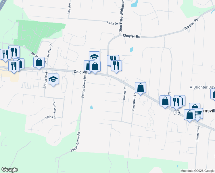 map of restaurants, bars, coffee shops, grocery stores, and more near 3947 Farrow Drive in Cincinnati