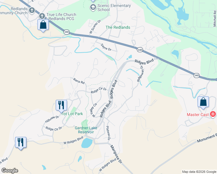 map of restaurants, bars, coffee shops, grocery stores, and more near 405 Ridges Boulevard in Grand Junction