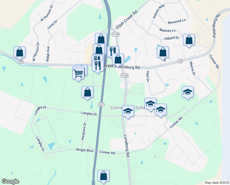 map of restaurants, bars, coffee shops, grocery stores, and more near Hebron Station Drive in Hebron