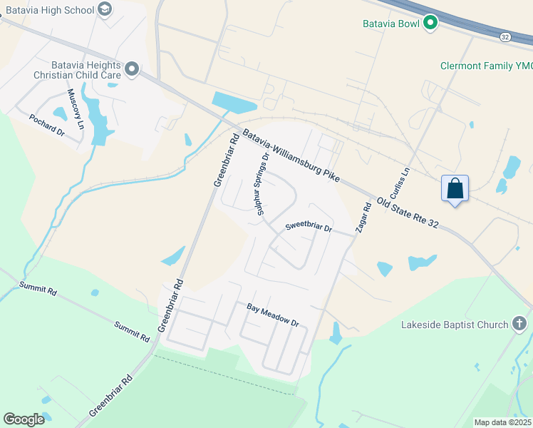 map of restaurants, bars, coffee shops, grocery stores, and more near 168 Sulphur Springs Drive in Batavia