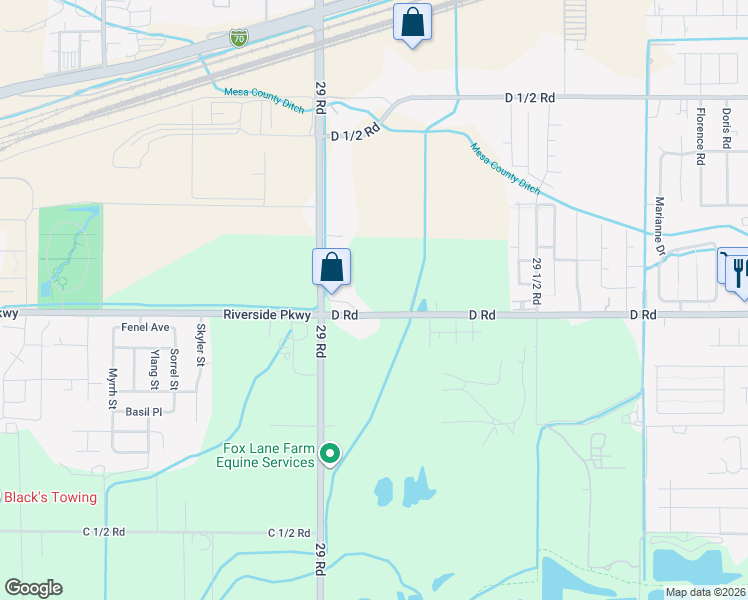 map of restaurants, bars, coffee shops, grocery stores, and more near 2908-2922 D Road in Grand Junction