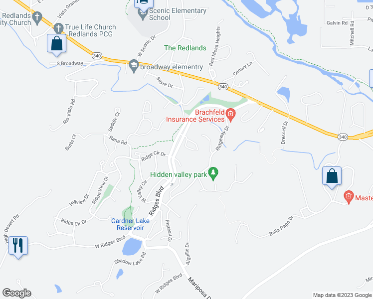 map of restaurants, bars, coffee shops, grocery stores, and more near 406 Ridges Boulevard in Grand Junction