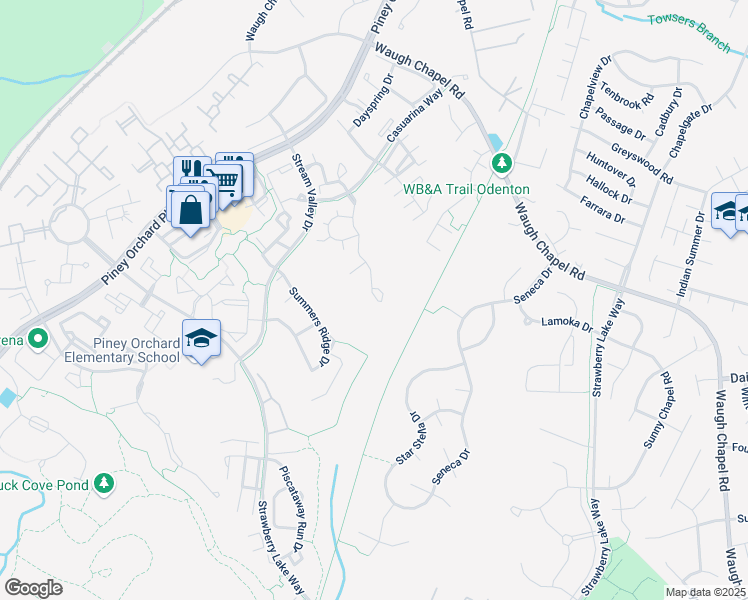 map of restaurants, bars, coffee shops, grocery stores, and more near 2654 Cedar Elm Court in Odenton