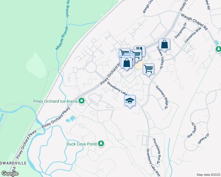 map of restaurants, bars, coffee shops, grocery stores, and more near 2502 Amber Orchard Court West in Odenton