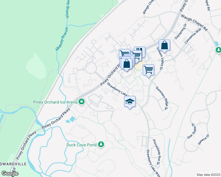 map of restaurants, bars, coffee shops, grocery stores, and more near 2502 Amber Orchard Court West in Odenton