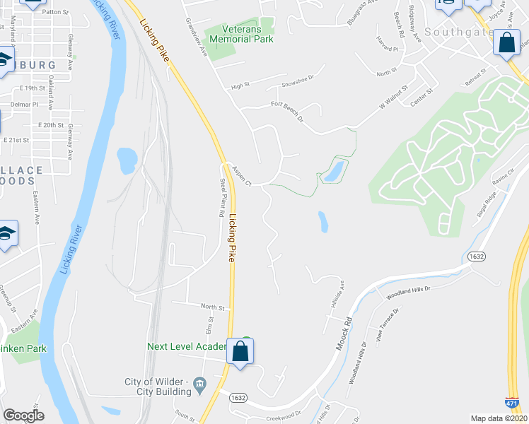 map of restaurants, bars, coffee shops, grocery stores, and more near 187 Aspen Pines Drive in Wilder